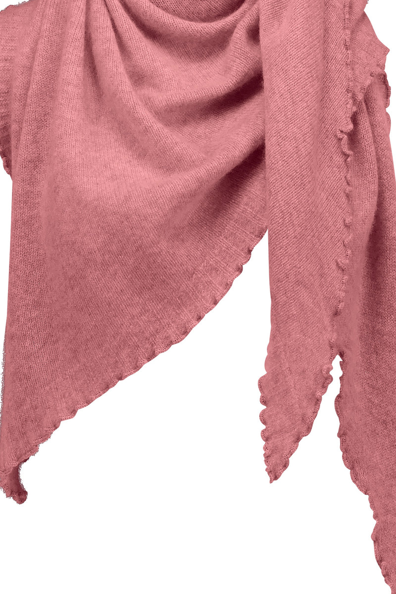 Cropped cashmere triangle scarf, pink