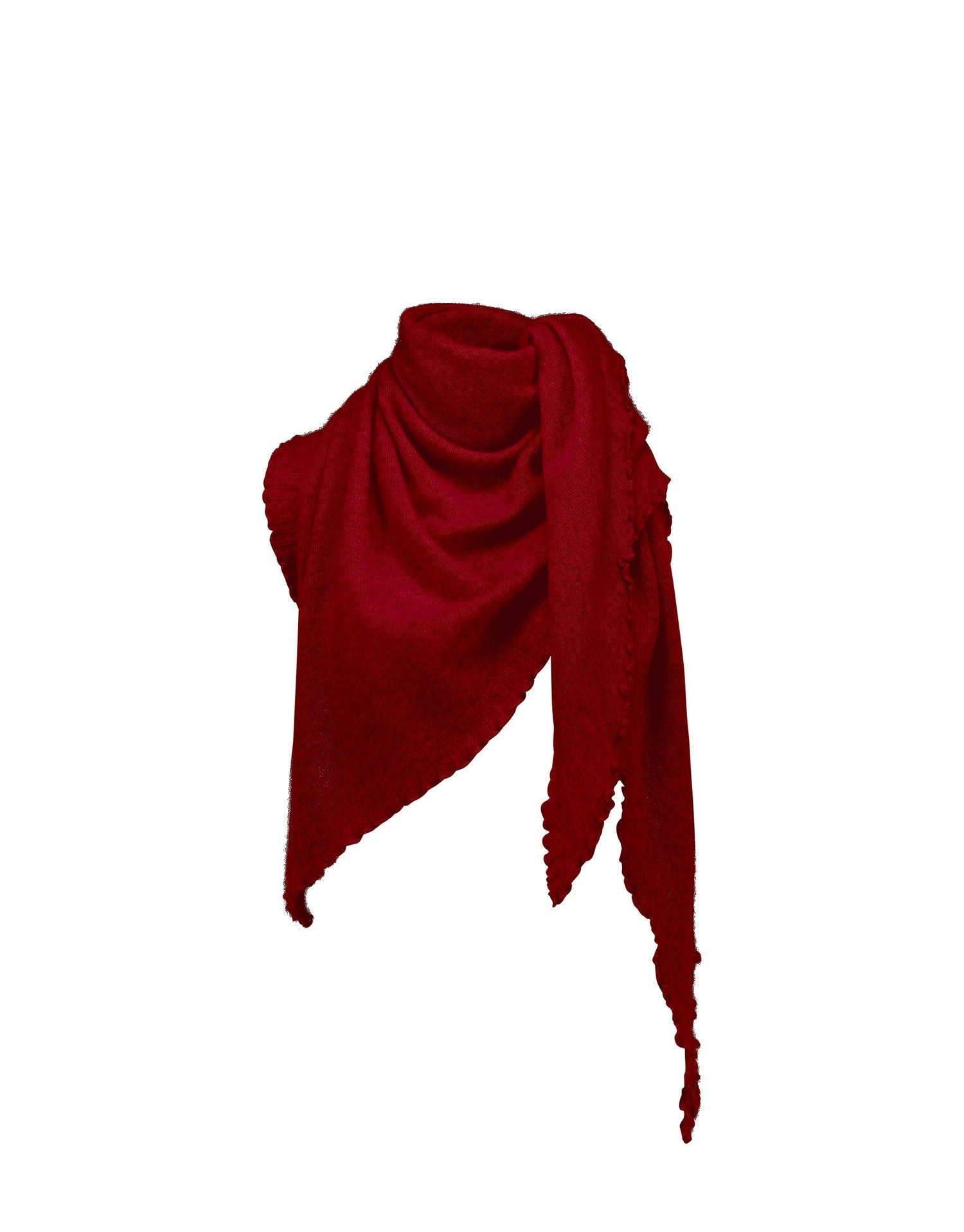 Cropped cashmere triangle scarf, red