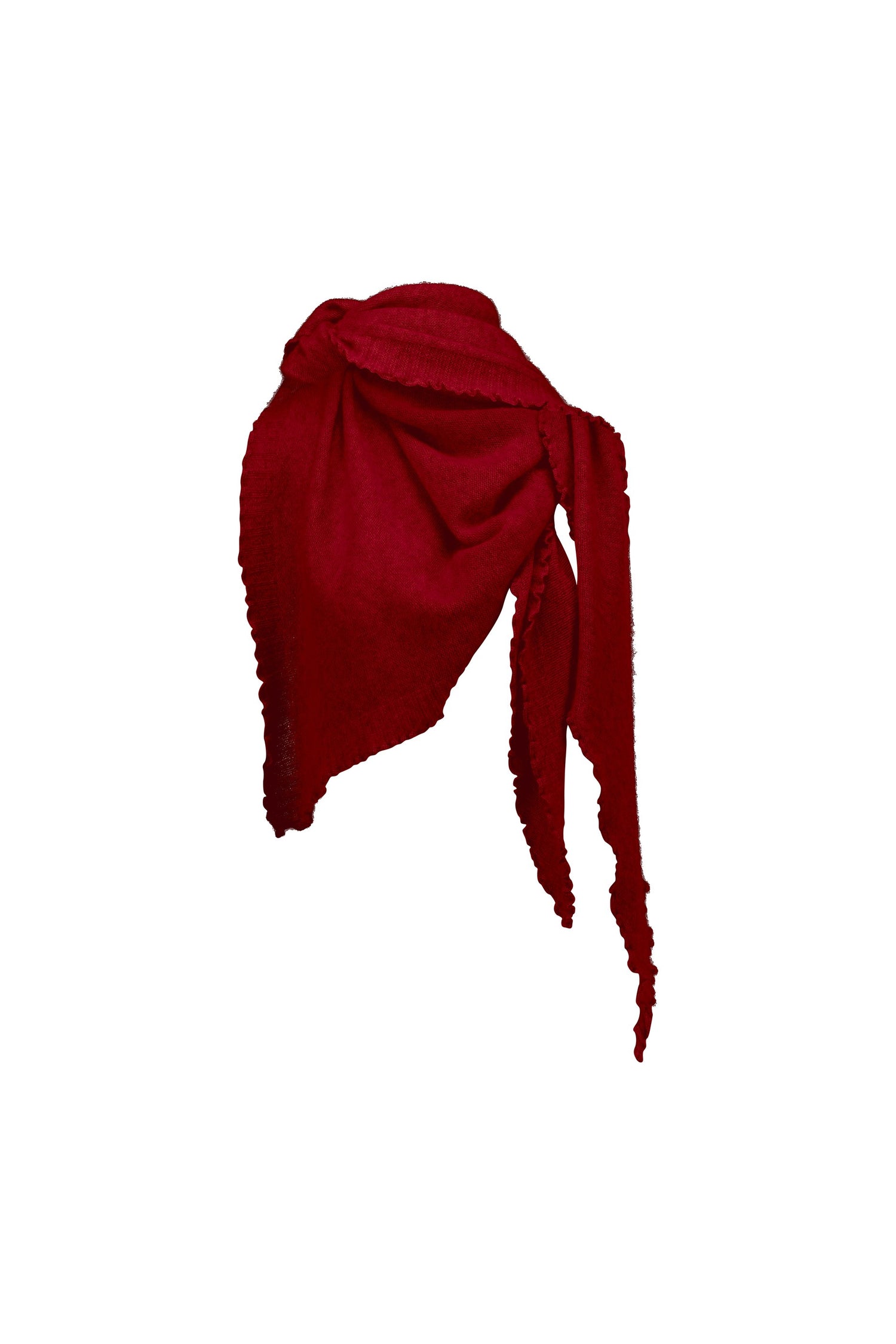 Cropped cashmere triangle scarf, red