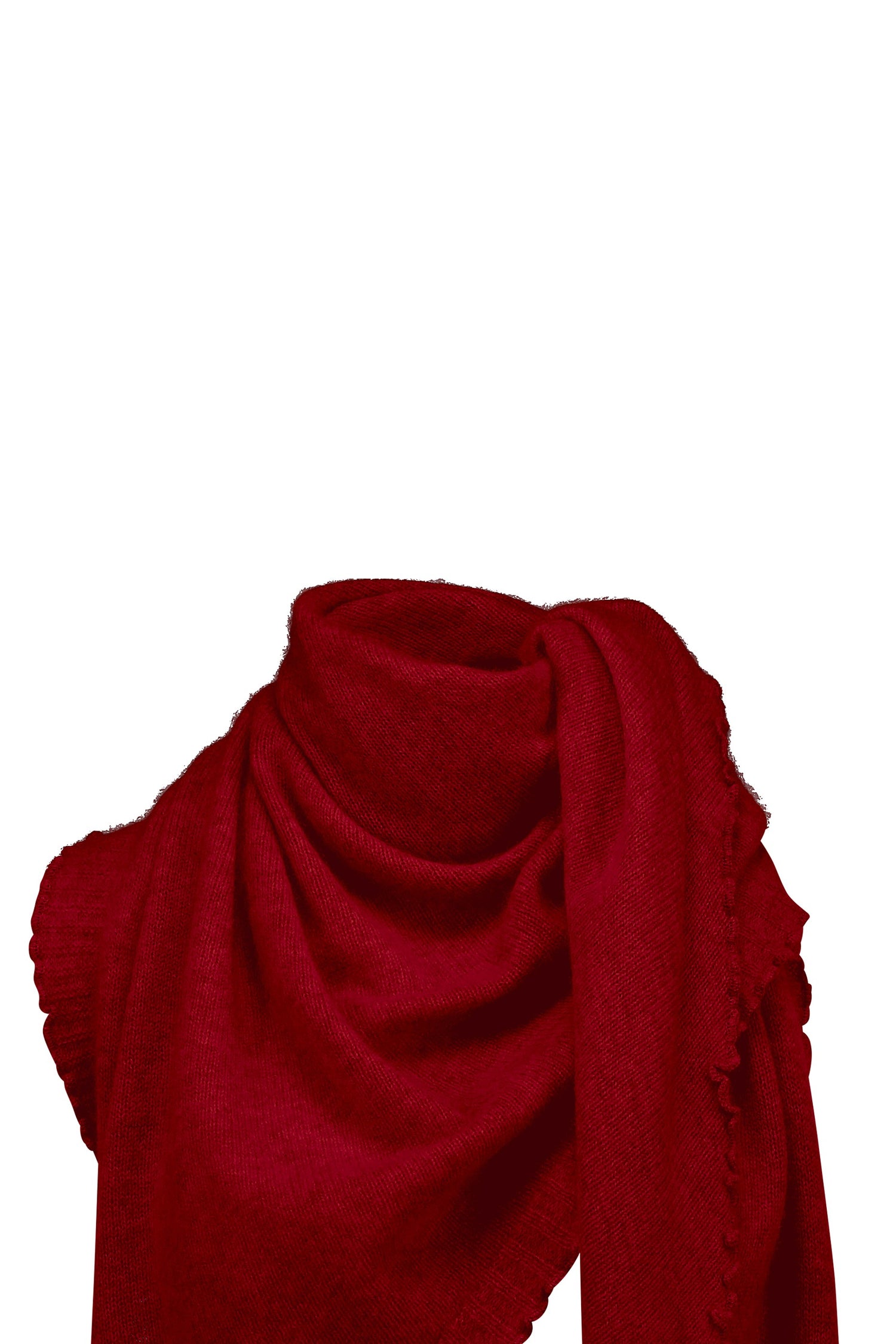 Cropped cashmere triangle scarf, red