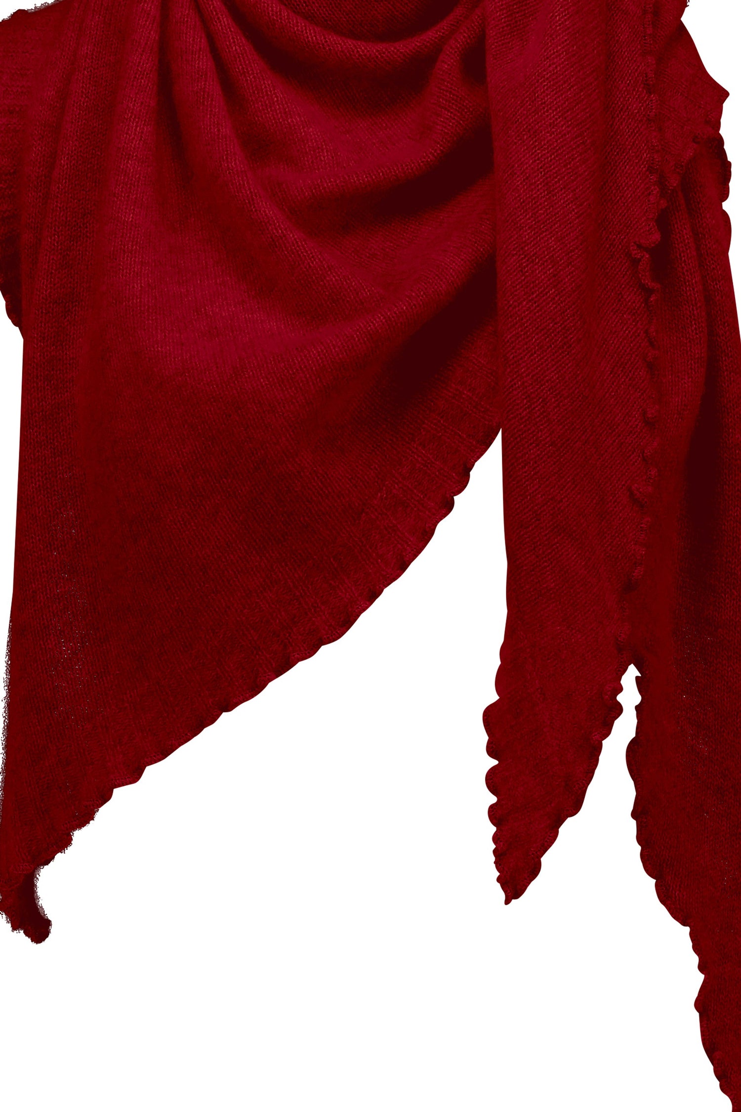 Cropped cashmere triangle scarf, red