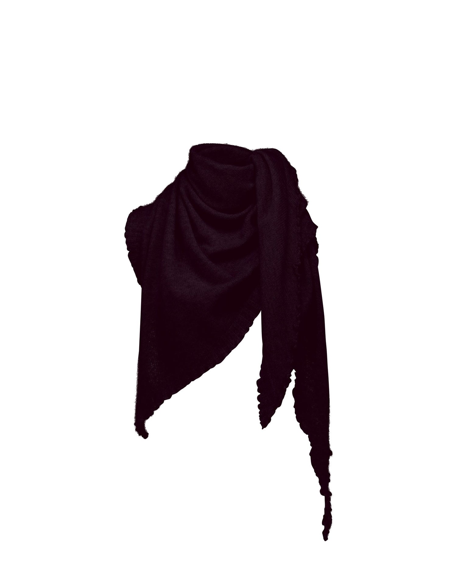 Cropped cashmere triangle scarf, burgundy