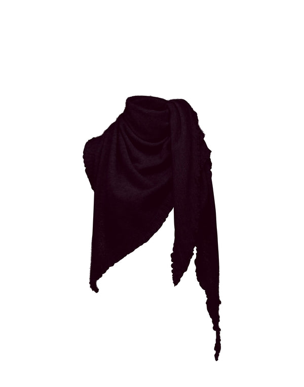 Cropped cashmere triangle scarf, burgundy