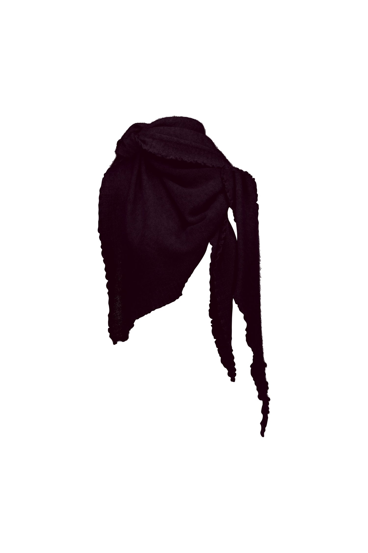 Cropped cashmere triangle scarf, burgundy