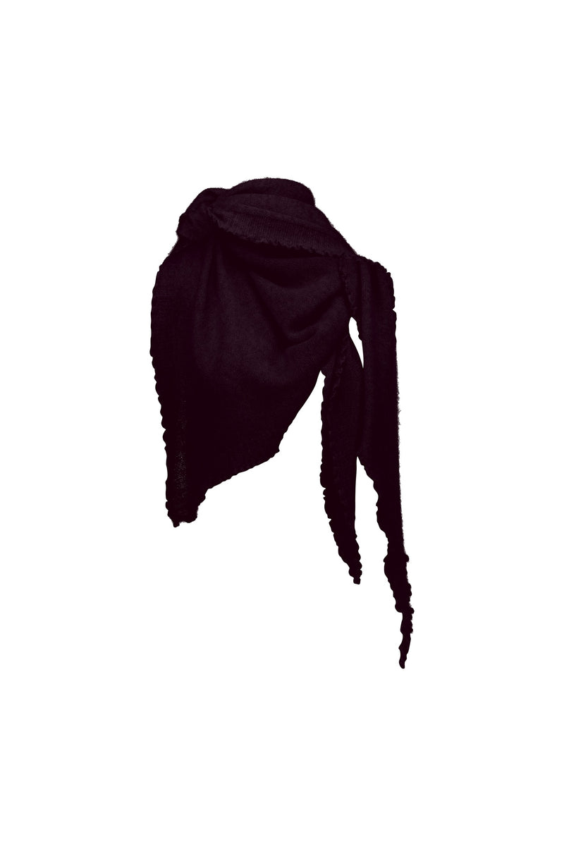 Cropped cashmere triangle scarf, burgundy