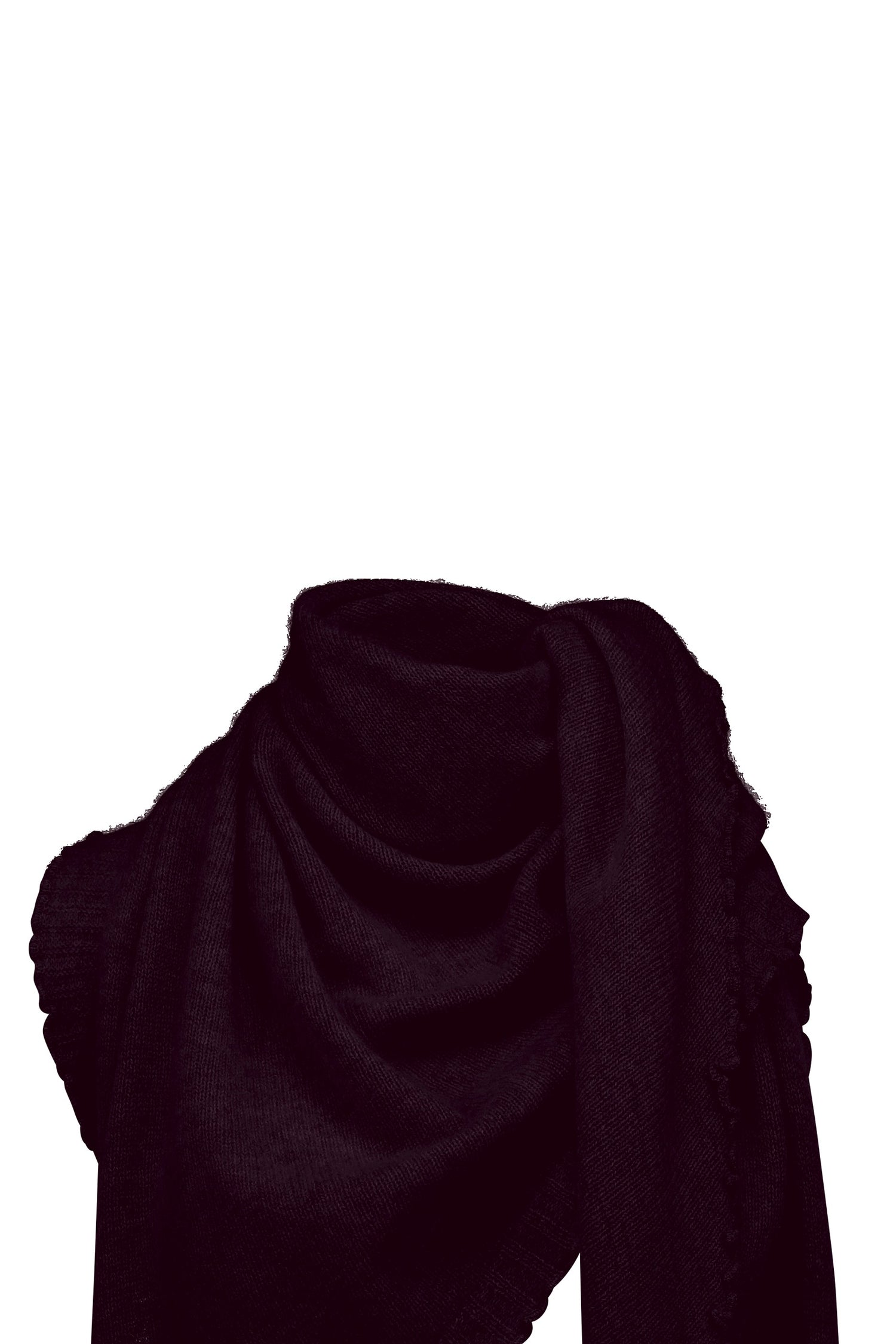 Cropped cashmere triangle scarf, burgundy