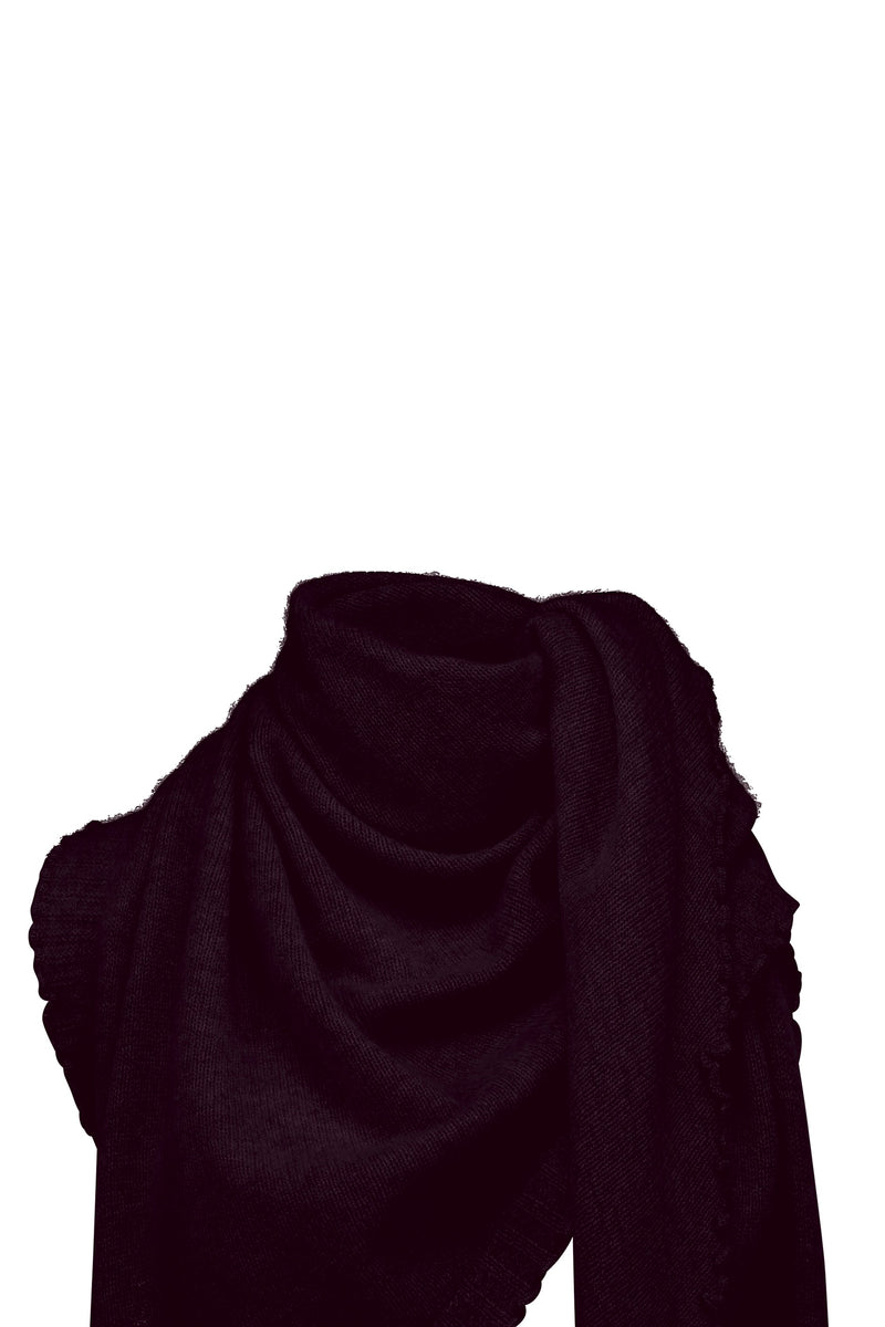 Cropped cashmere triangle scarf, burgundy