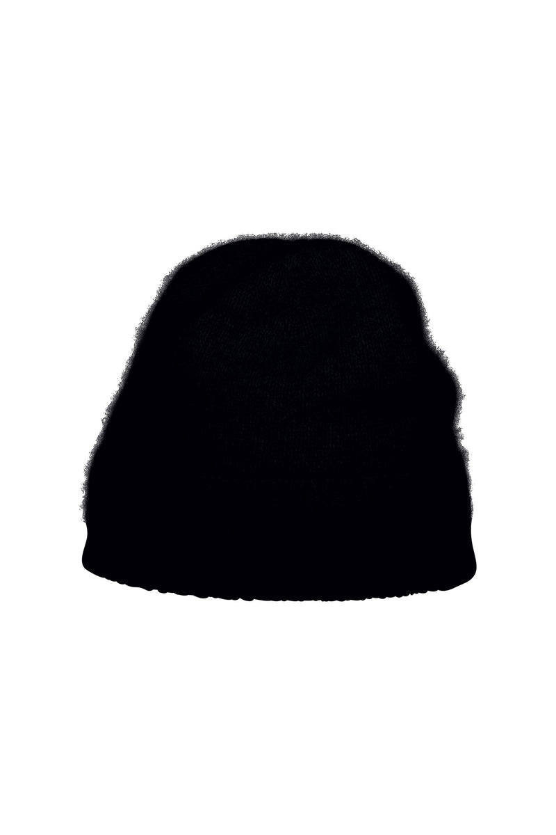 Cuffed cashmere beanie, black