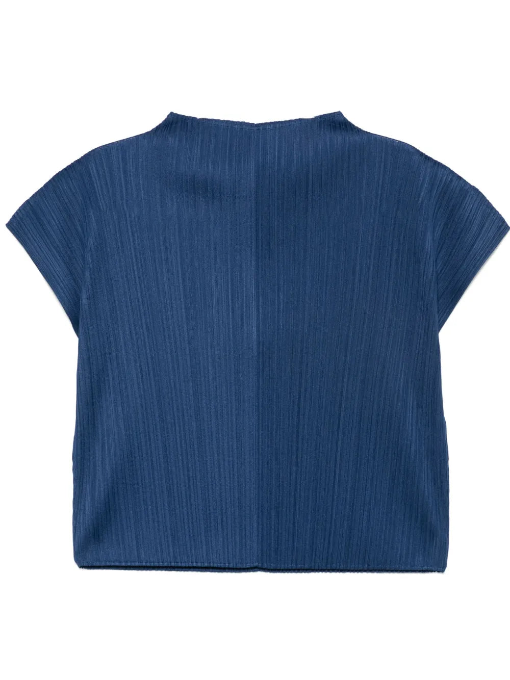 Capsleeved pleated top, dark navy