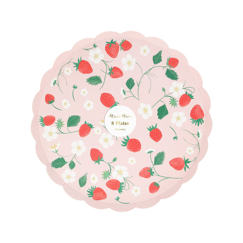 Strawberries dinner paper plates, set of 8