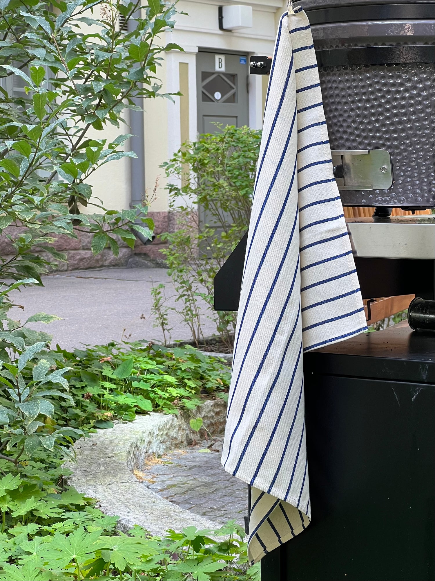 Cotton Kitchen towel, Blue stripe /Off-white