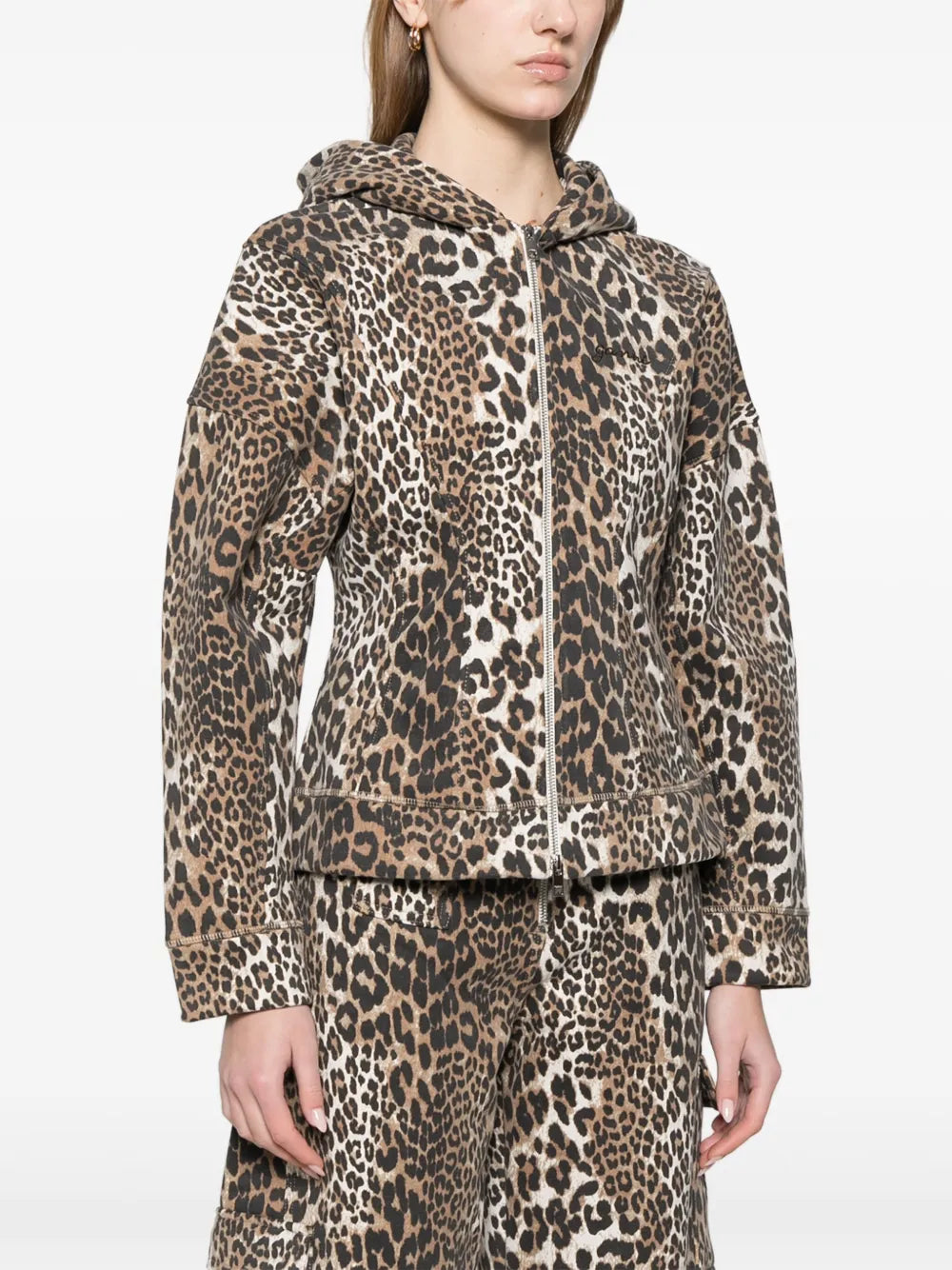 Heavy Fleece Zip Hoodie, leopard