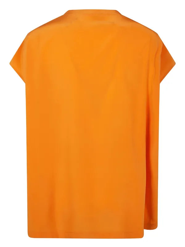 Dropped shoulder silk top, melone