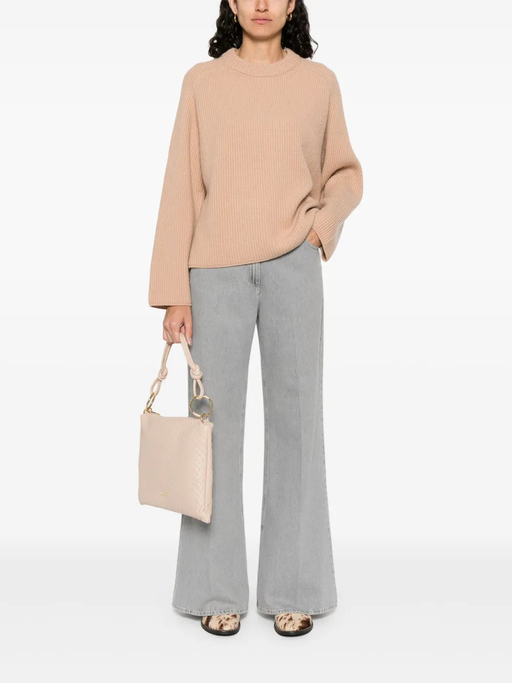 Regular waisted denim pants, grey