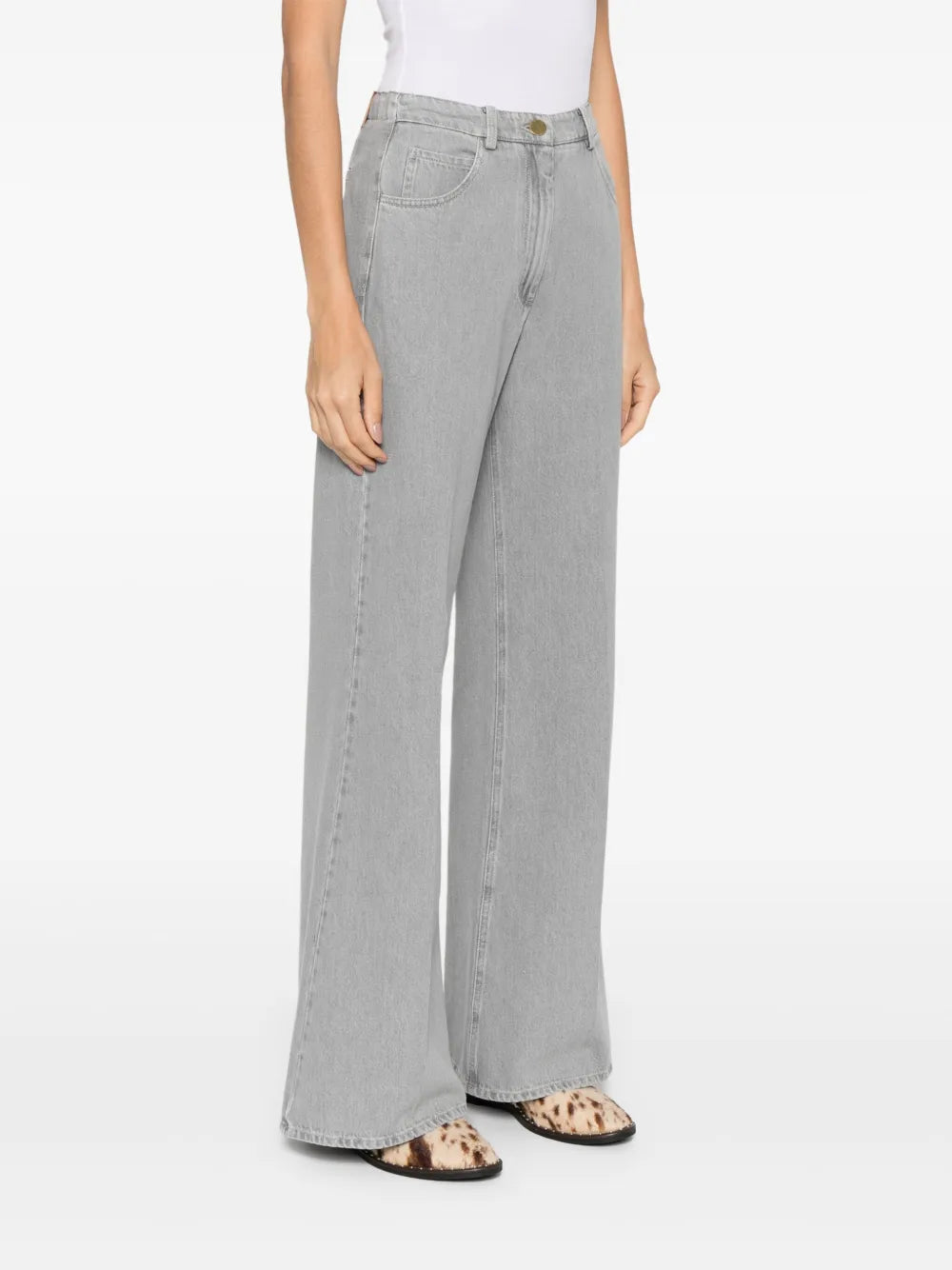 Regular waisted denim pants, grey