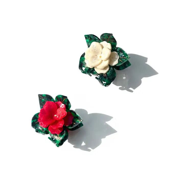 Mini poinsettia hair claw clip