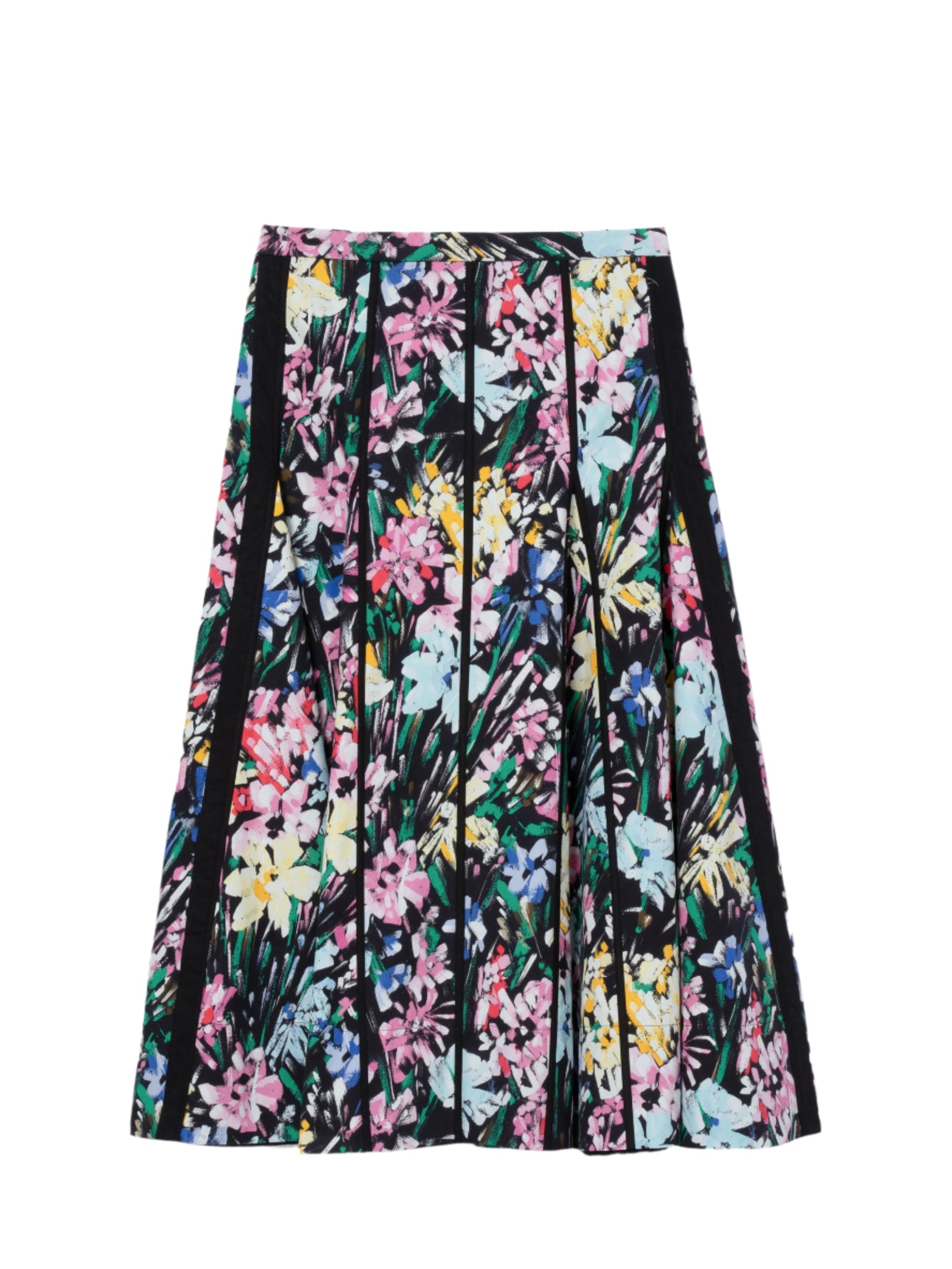 FLOWERWORKS GODET SKIRT, black multi