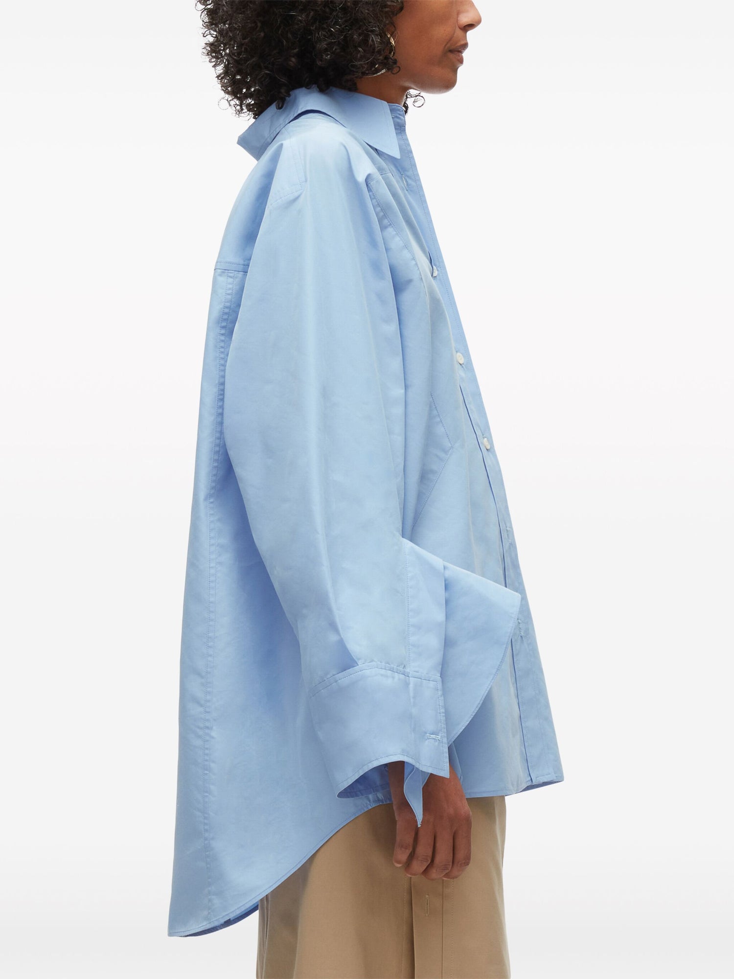 OVERSIZED SHIRT W CASCADE DRAPE SLEEVE, oxford blue