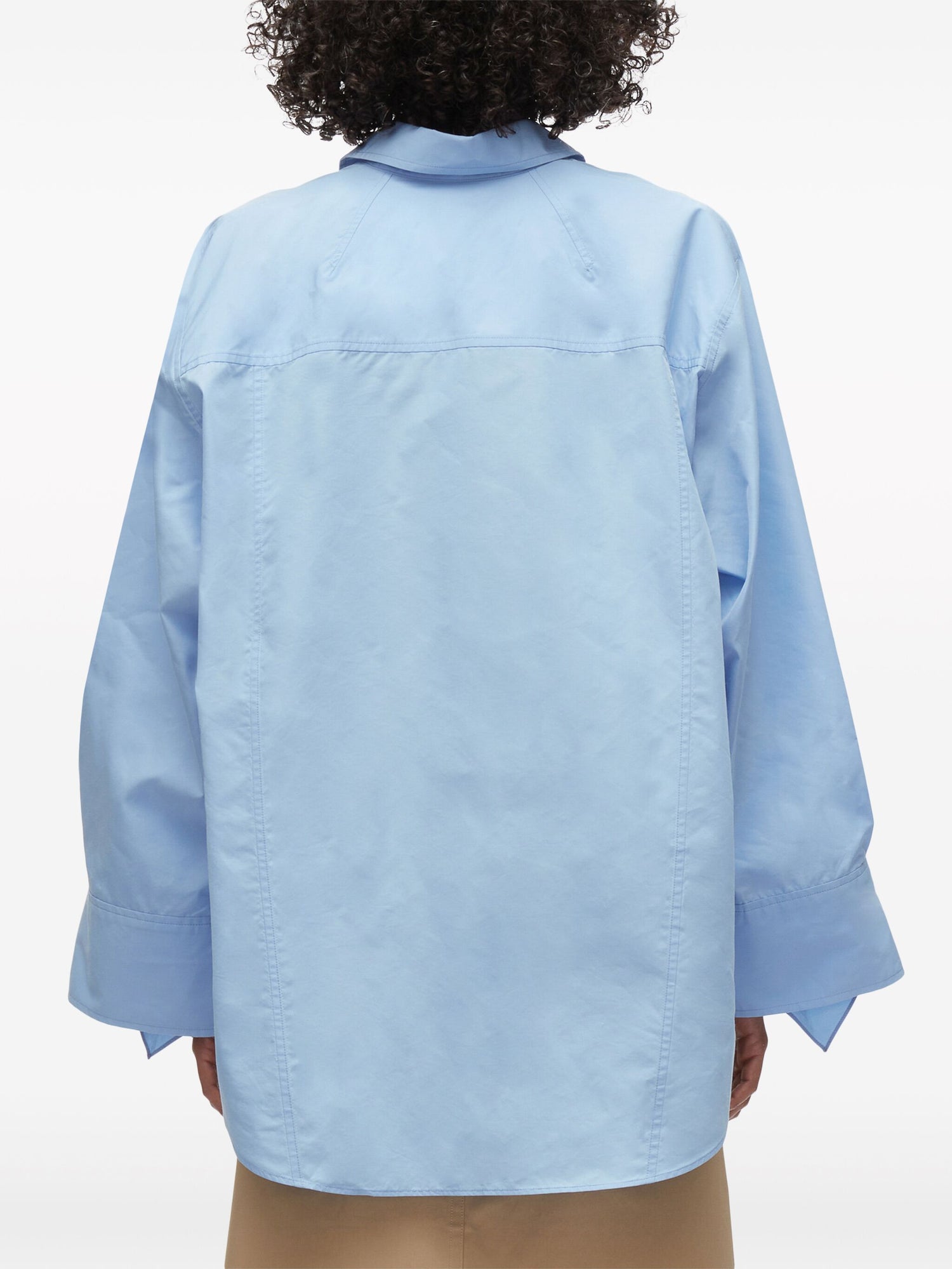 OVERSIZED SHIRT W CASCADE DRAPE SLEEVE, oxford blue