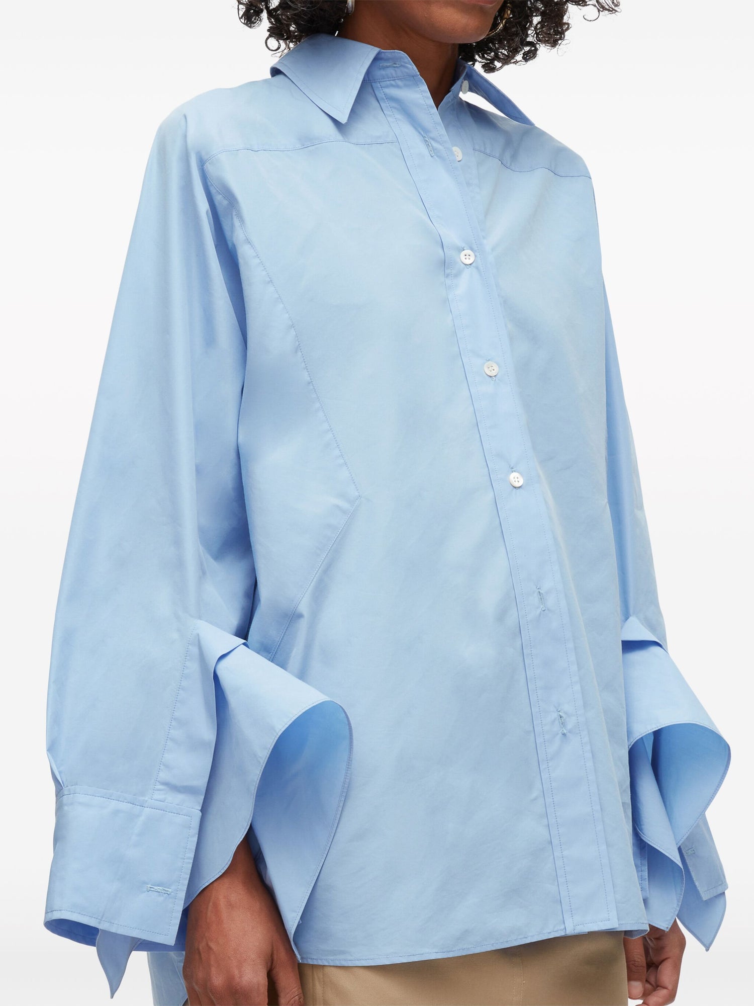 OVERSIZED SHIRT W CASCADE DRAPE SLEEVE, oxford blue