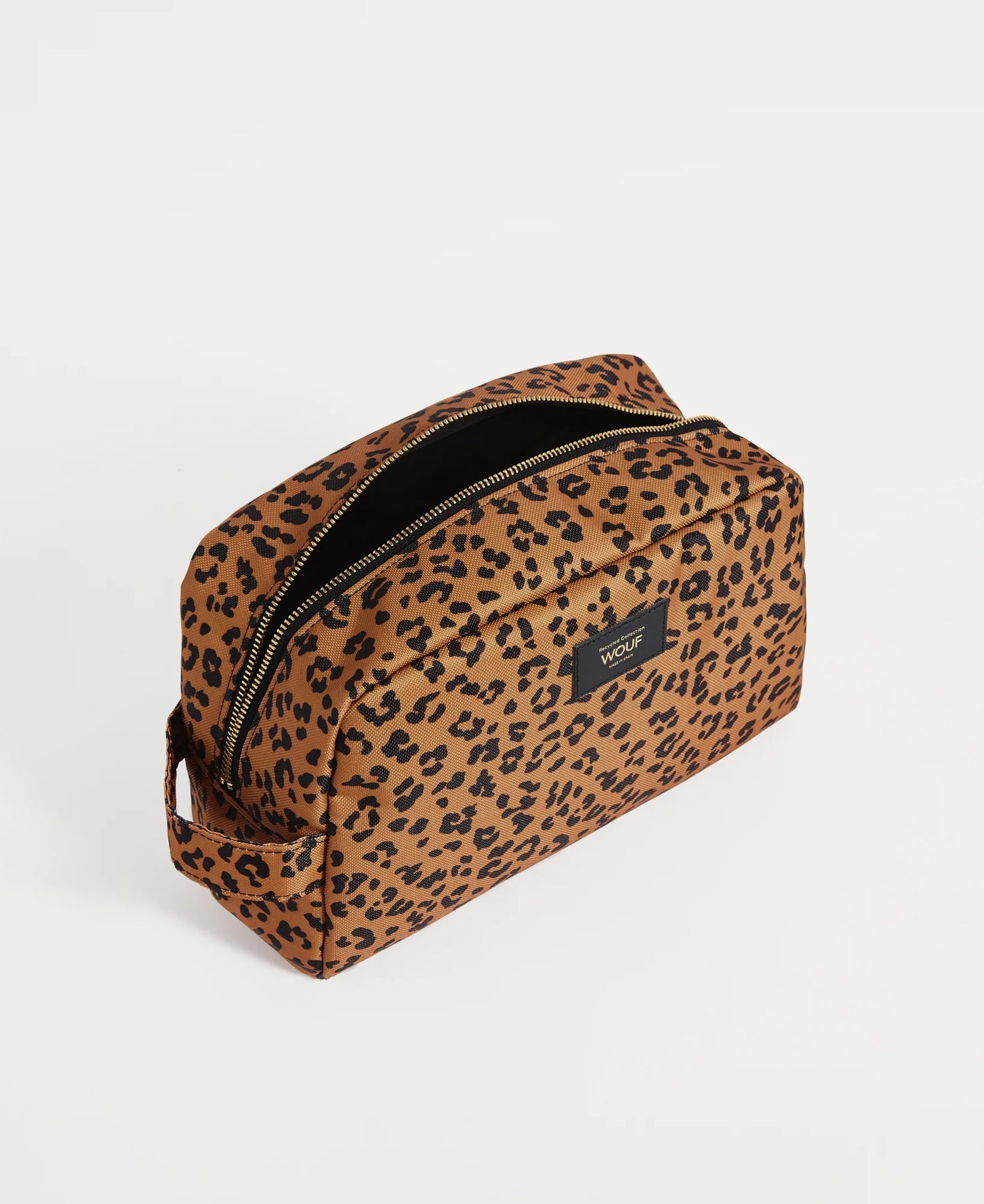 Tan Leopard Spot Agar Toiletry Bag, large