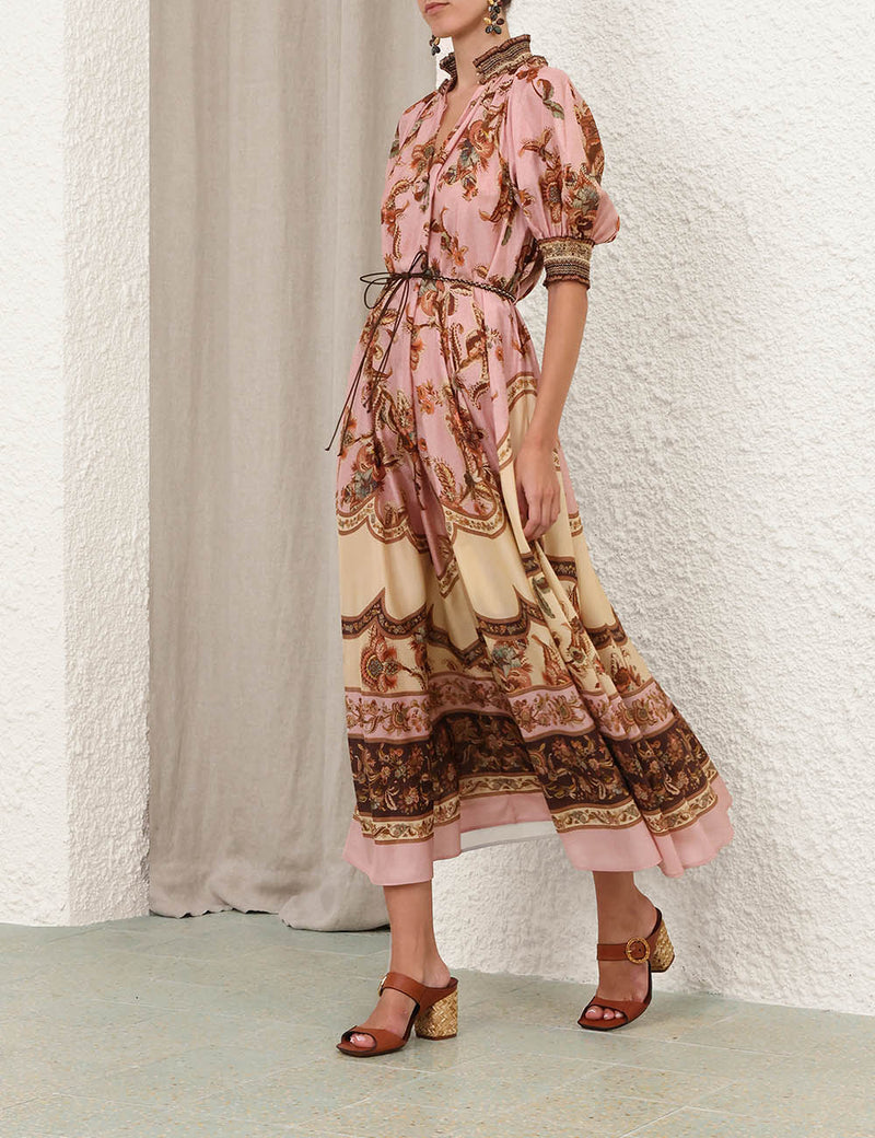 Aster billow maxi dress, mauve print