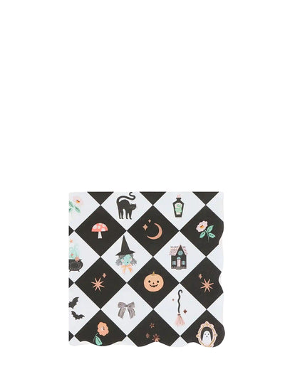 Chess checks Halloween dinner napkins, pack of 16