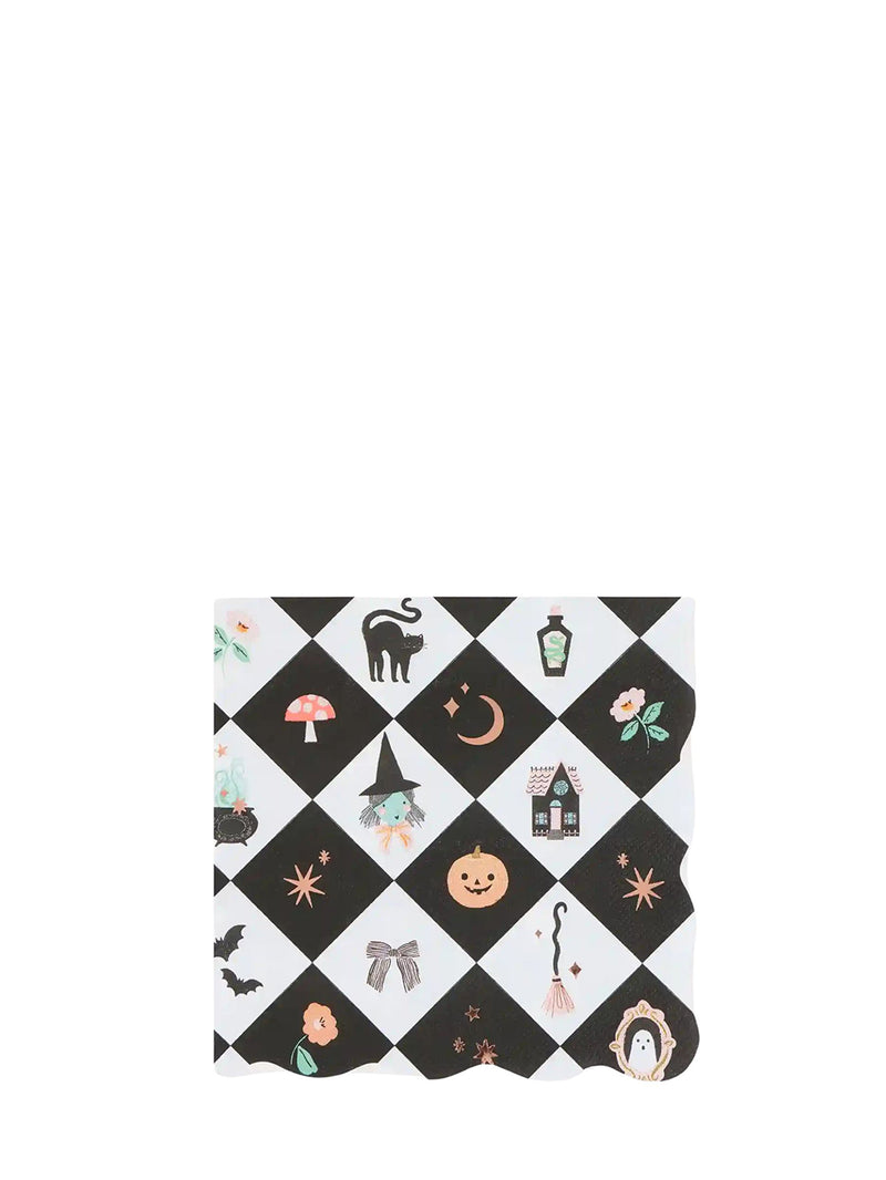 Chess checks Halloween dinner napkins, pack of 16
