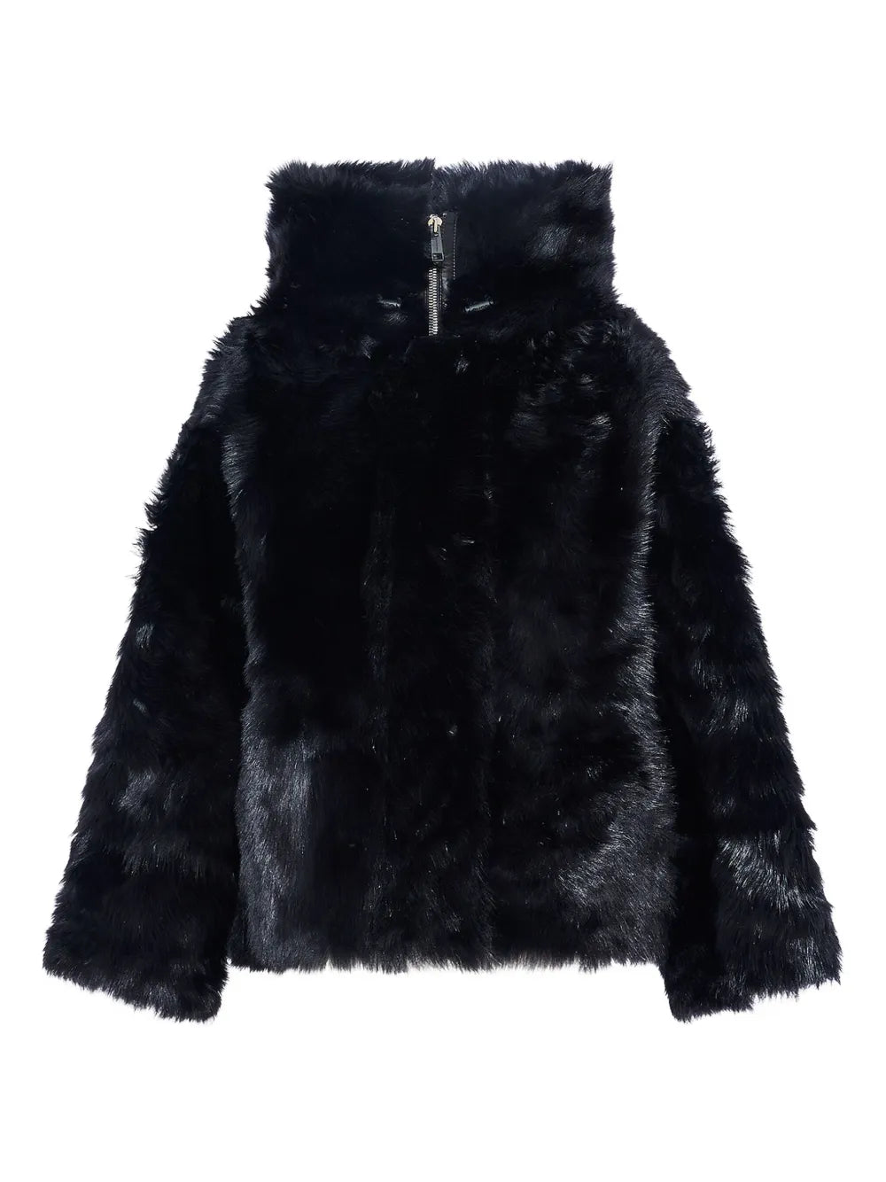 Lamb wool fur short coat, black