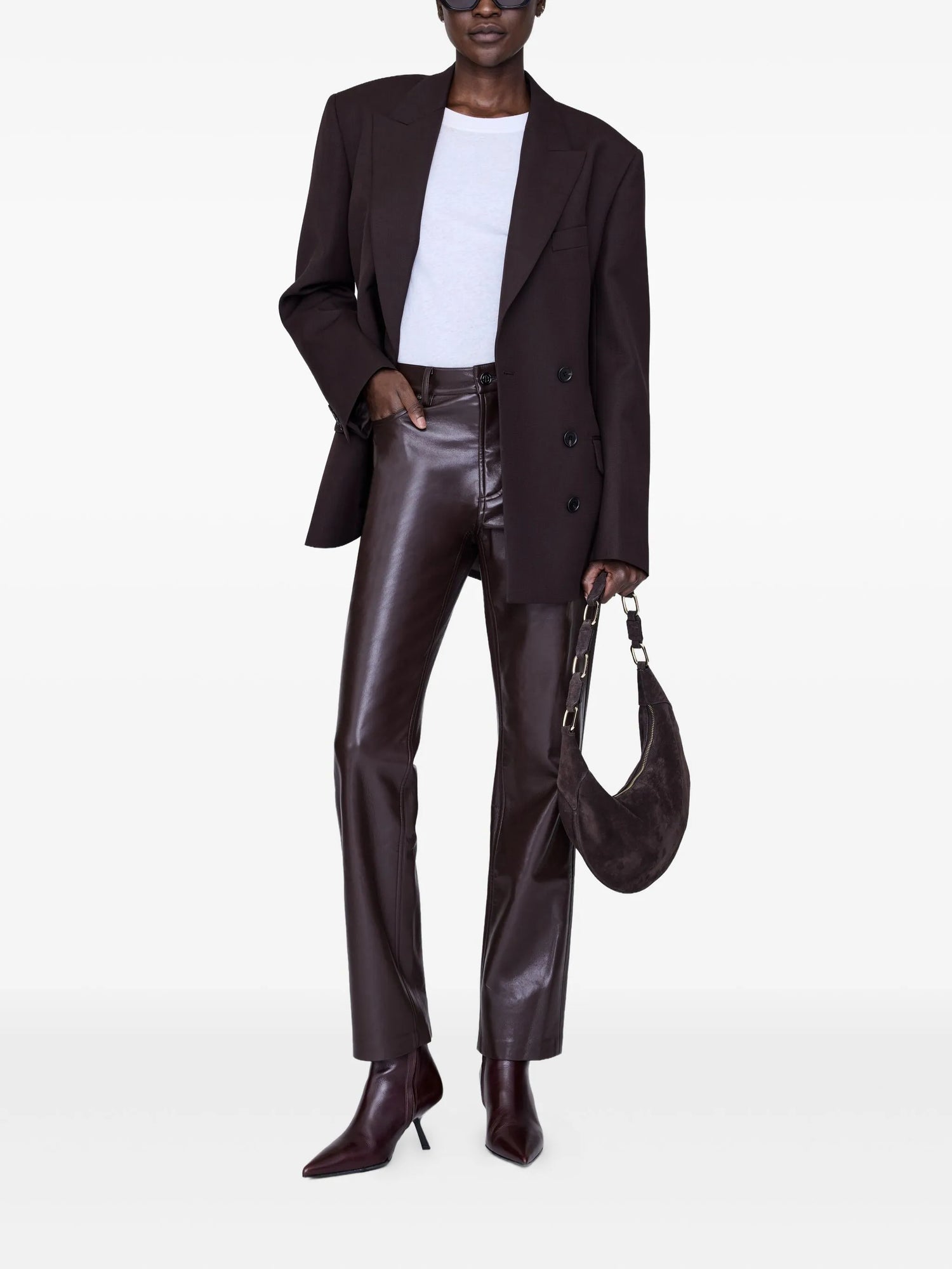 Bruno leather trousers, deep brown