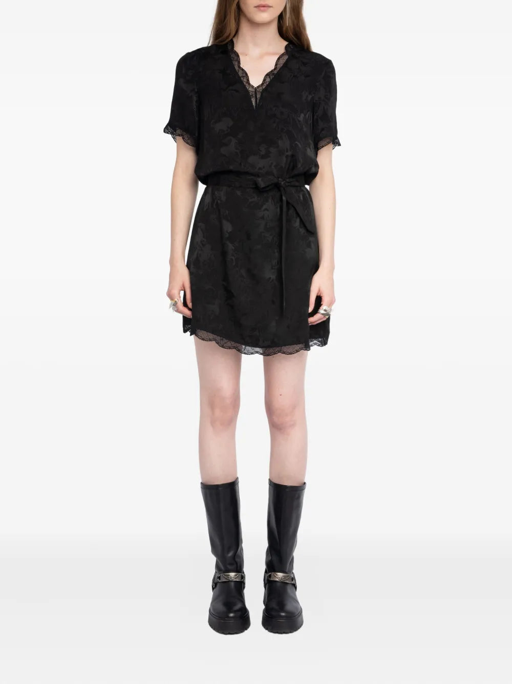 Rerzo jacquard dress, black horse print