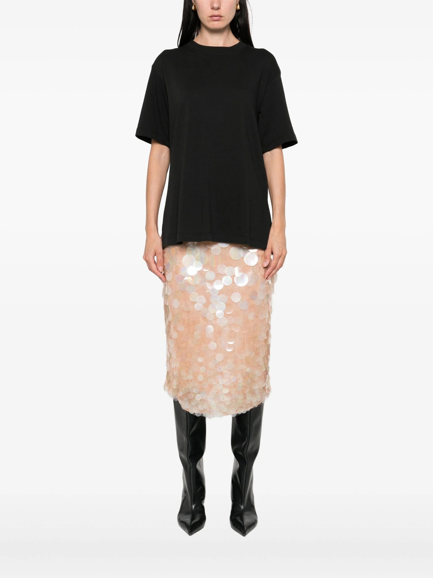 Teatino top with fringes, black