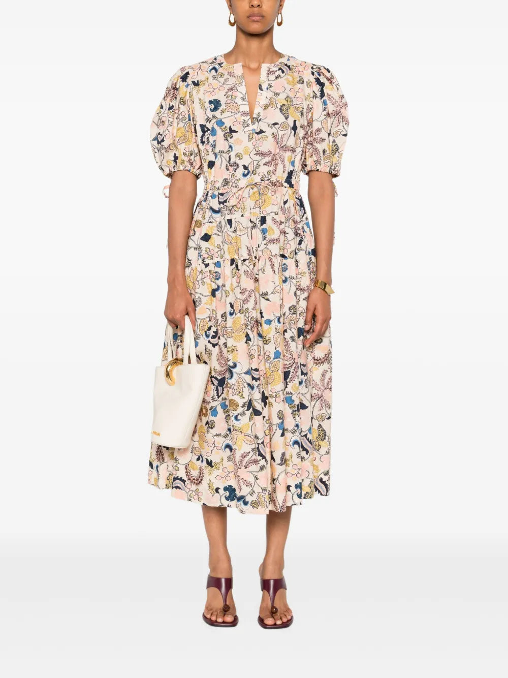 Adriana Short Sleeve Midi Dress, Magnolia