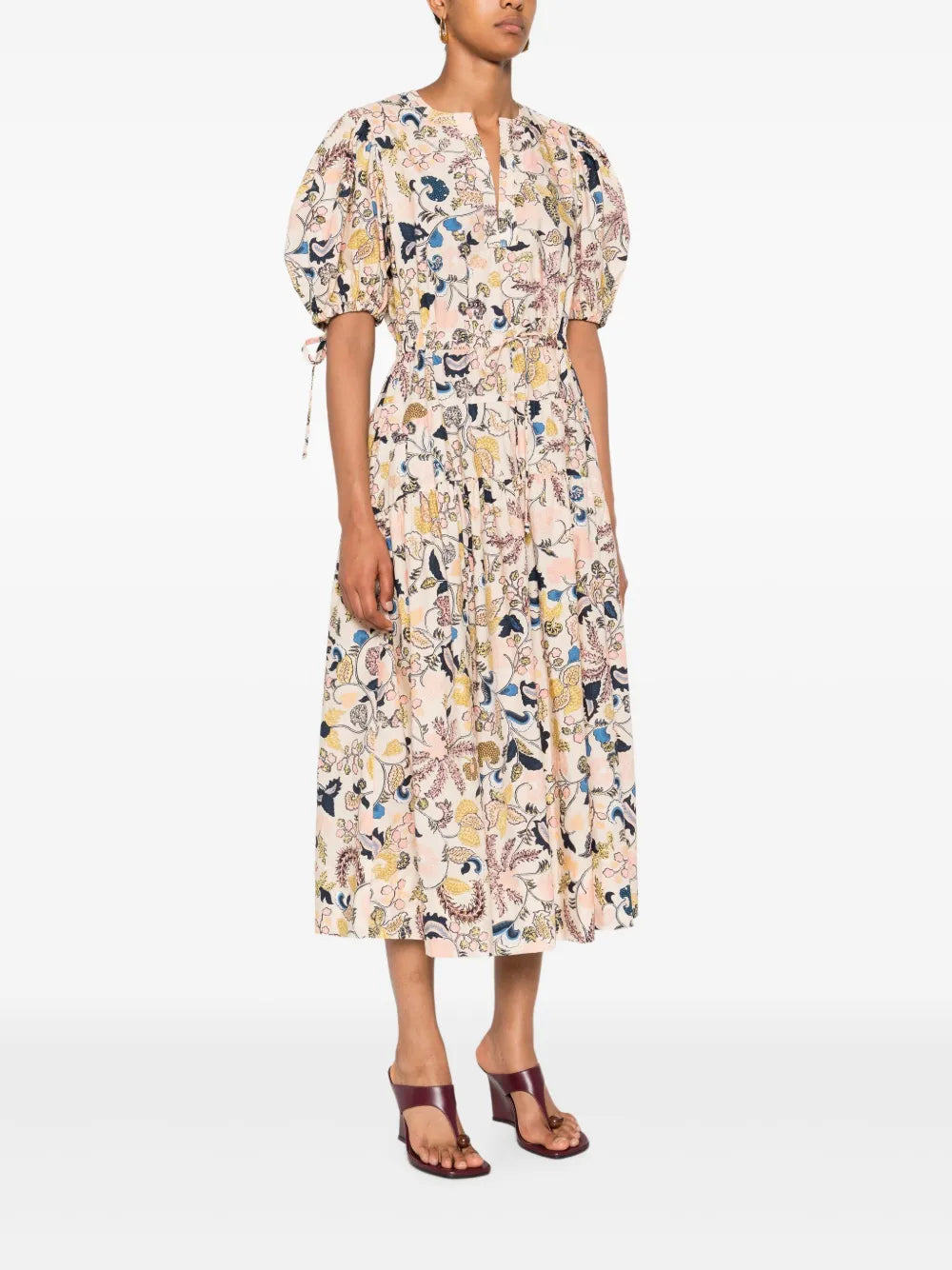 Adriana Short Sleeve Midi Dress, Magnolia
