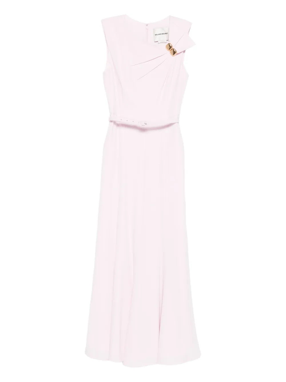 Bow Drape Satin Crepe Maxi Dress, light pink