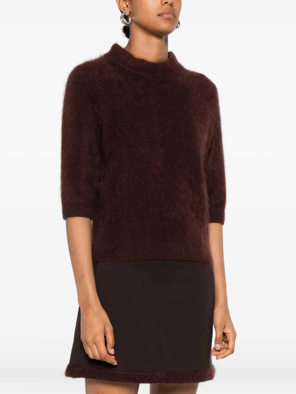 Fluffy statement pullover, dark chocolate