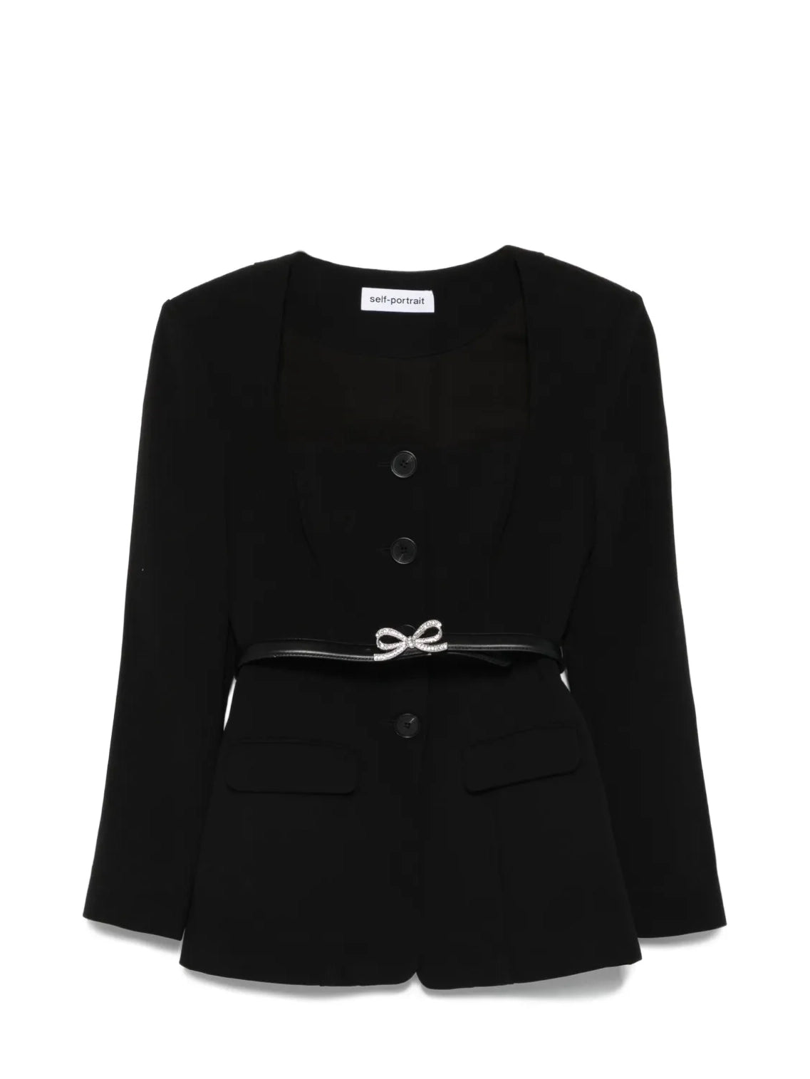 Tailored crepe top, black