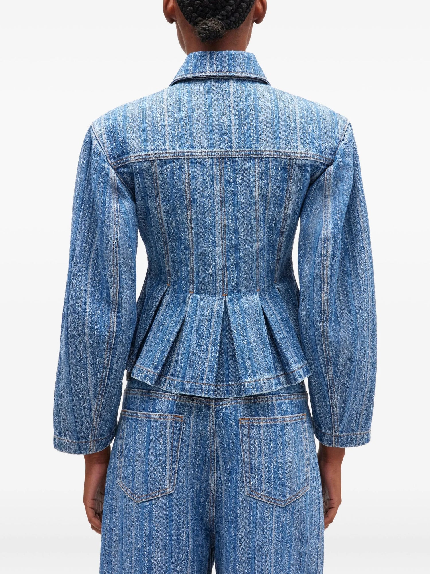 Structured denim fitted jacket, stone blue