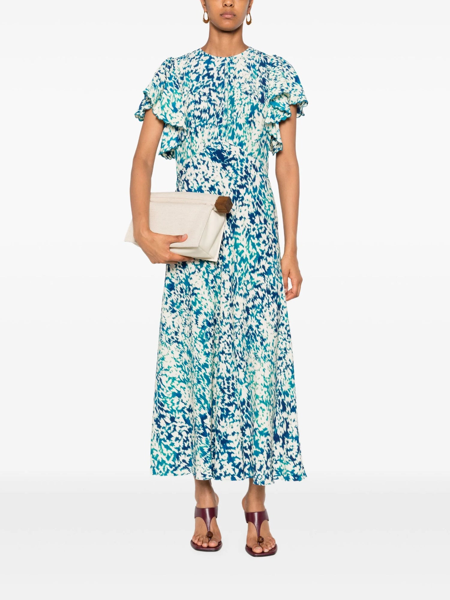 Blithe Flutter Sleeve Midi Dress, Atlantic