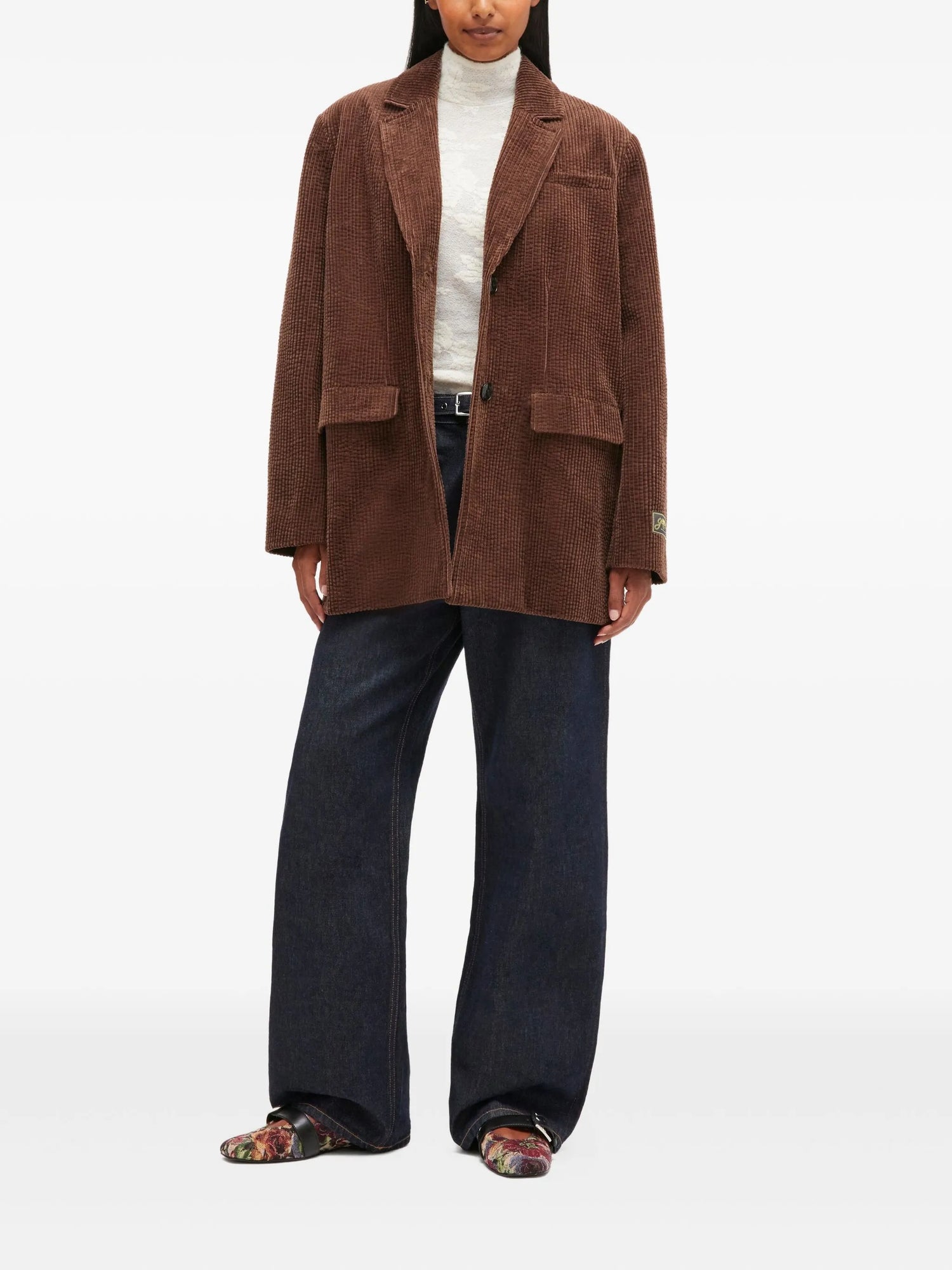 Seersucker corduroy blazer, brown