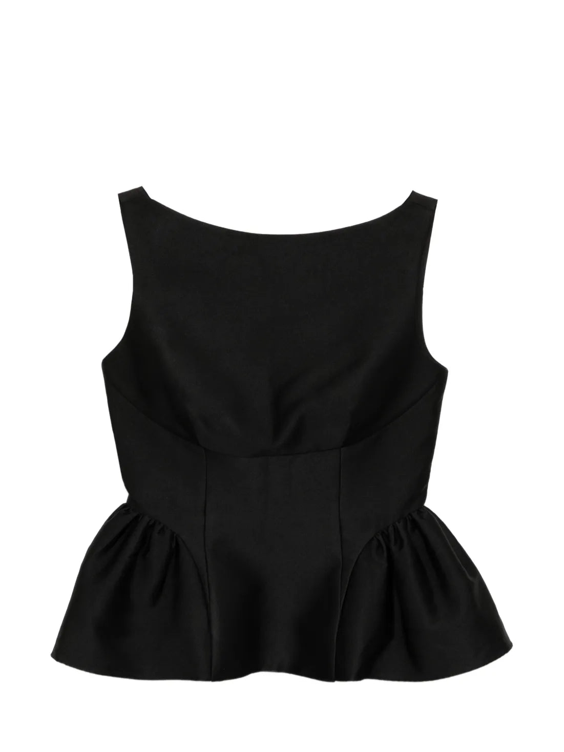 Gathered Taffeta Top, black