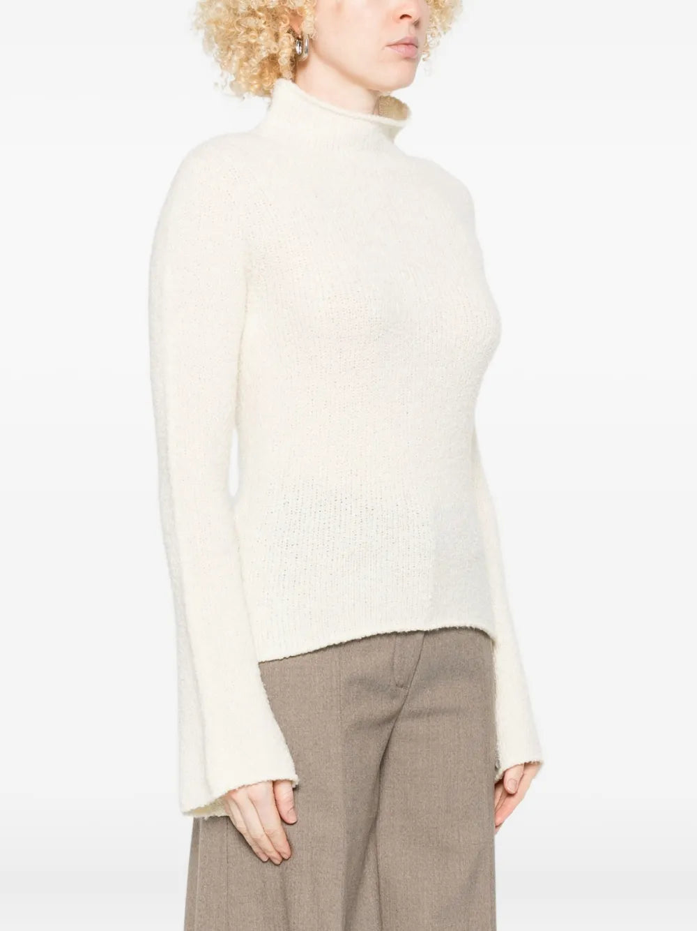 Bouclé turtleneck, ivory