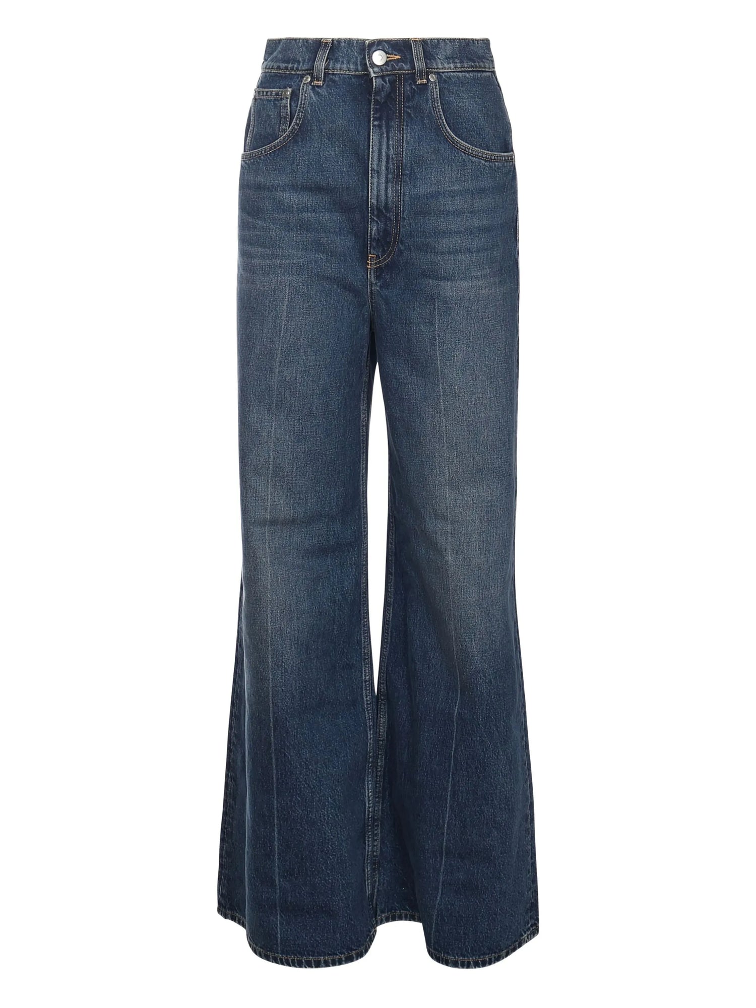 Wide high waist leg jeans, dark blue