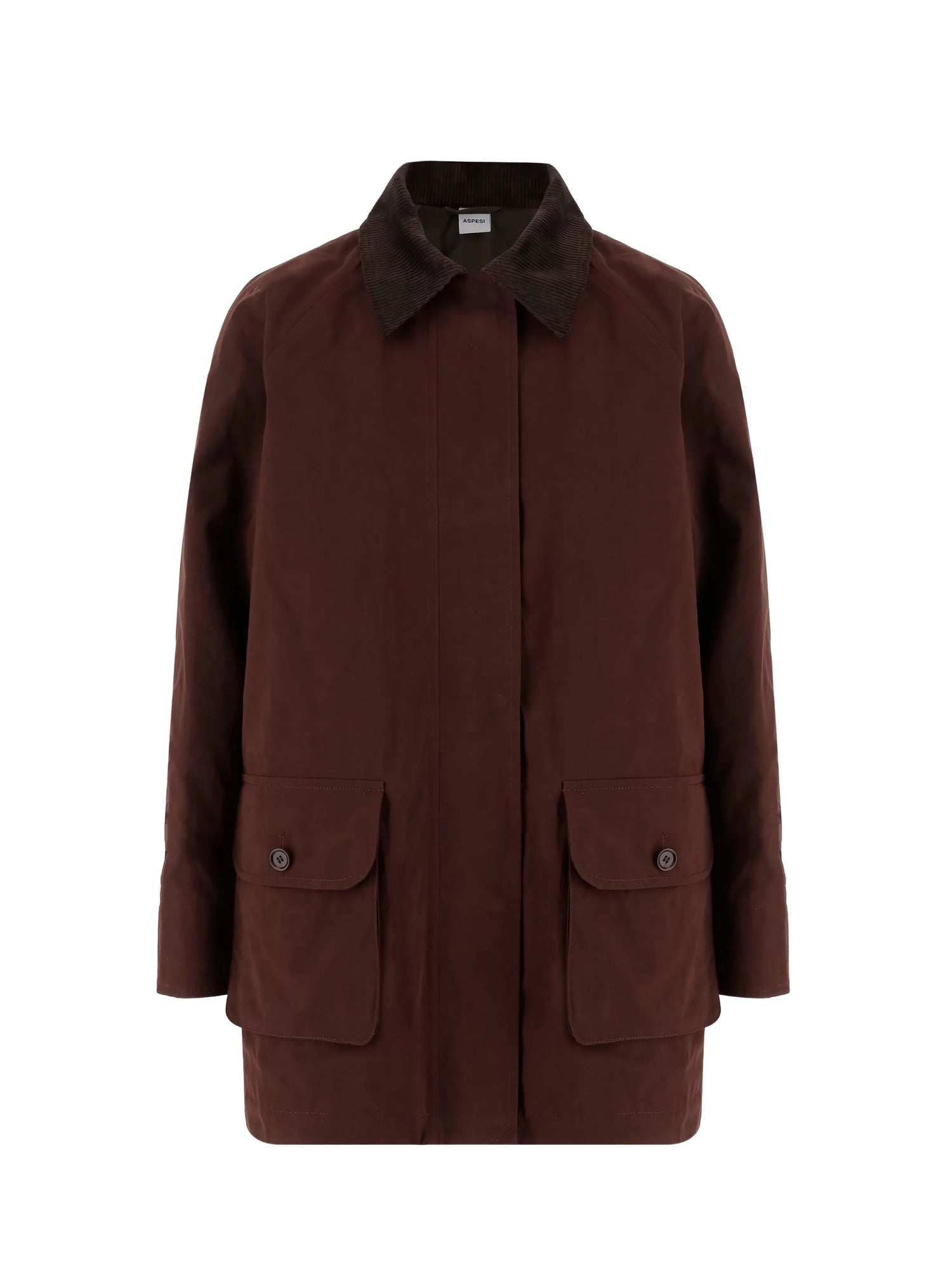Coat with corduroy collar