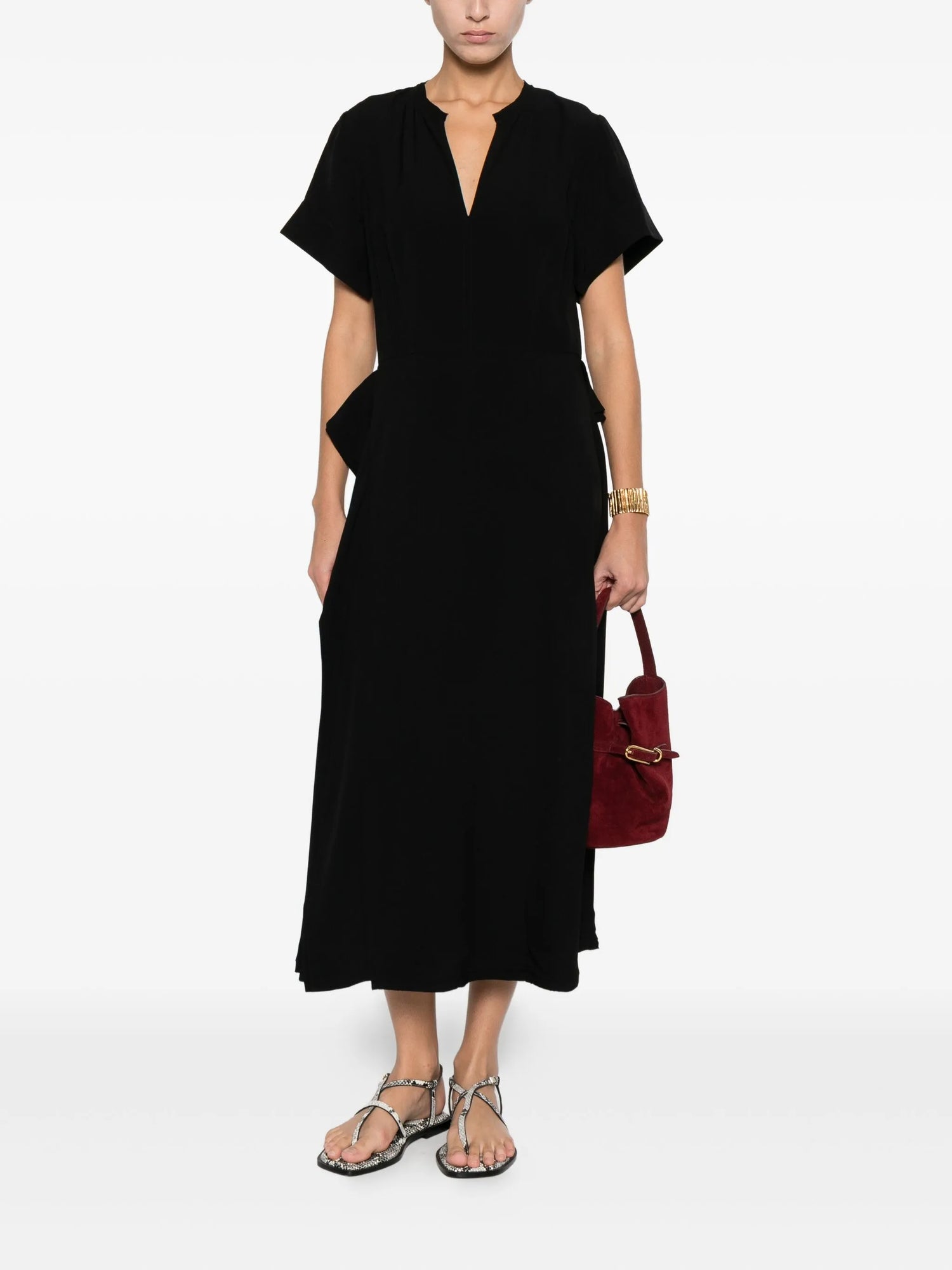 Nadya short sleeve midi dress, black