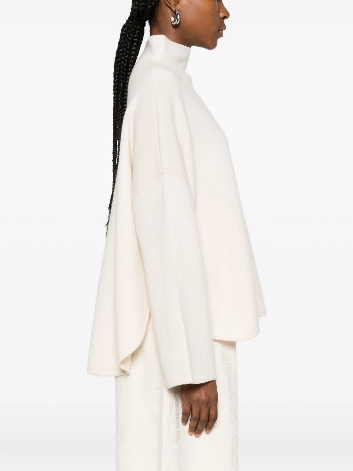 Cashemere-wool mockneck sweater, cream