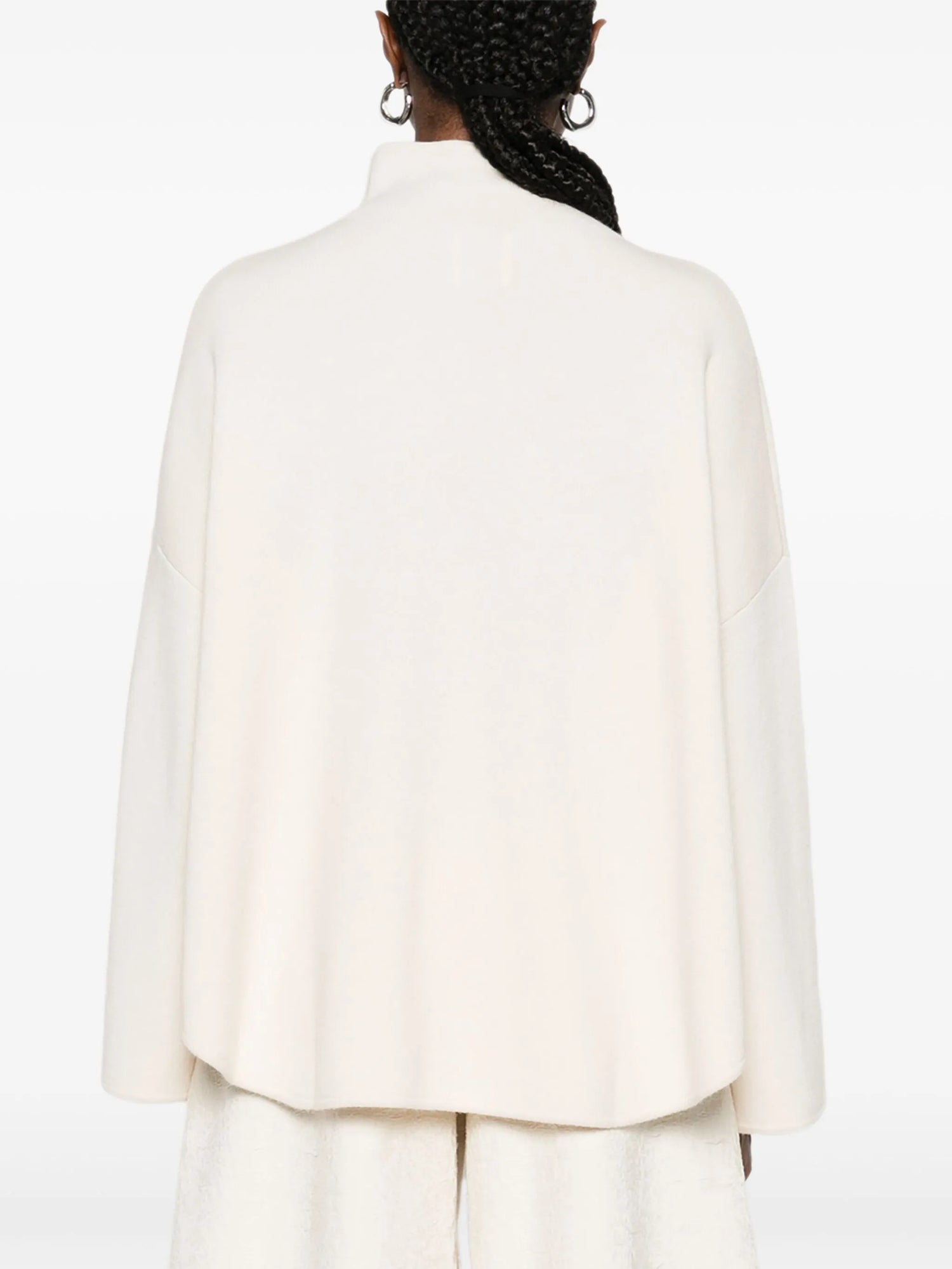 Cashemere-wool mockneck sweater, cream