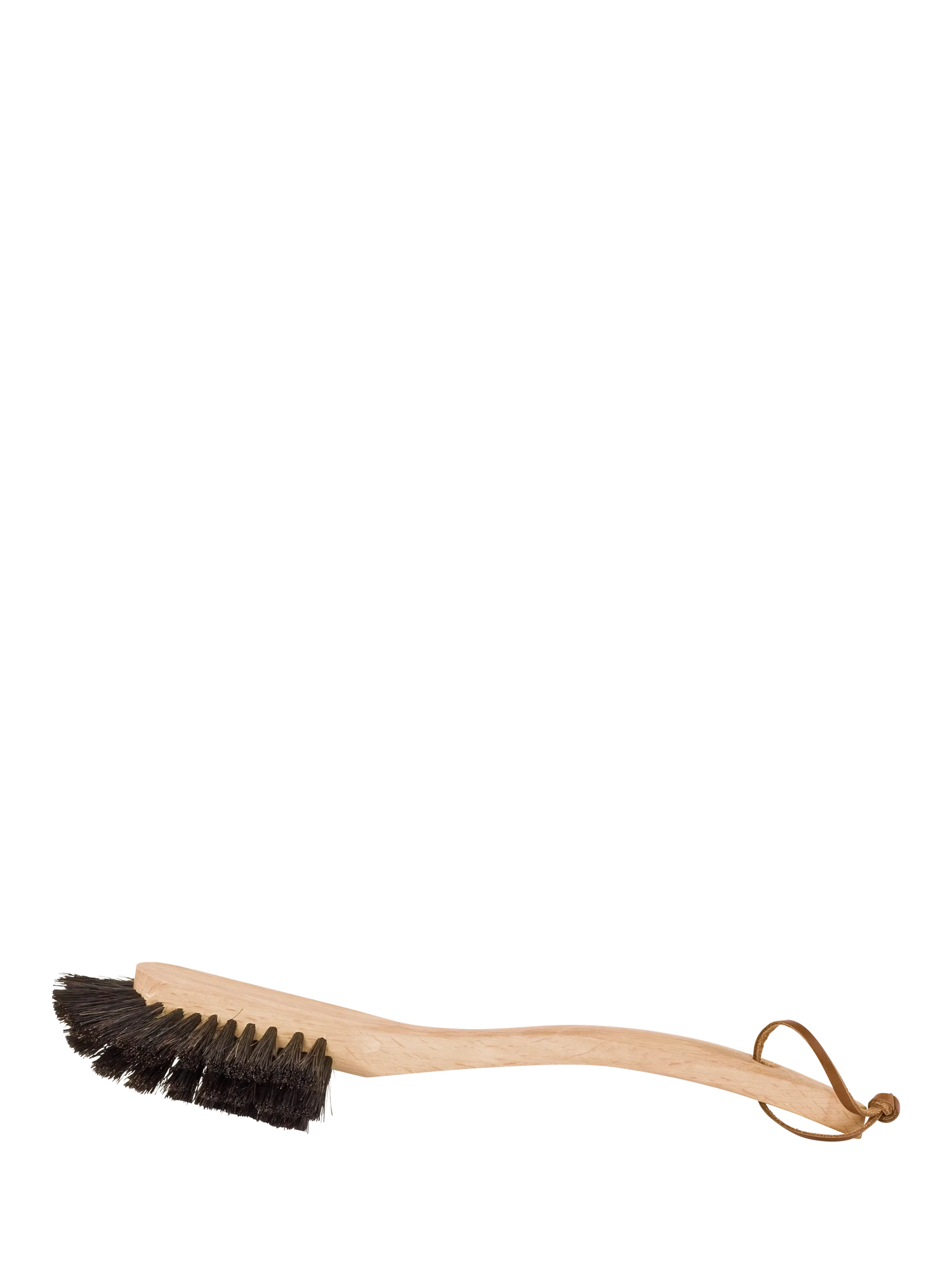 Wooden brush with bristle head on a white background