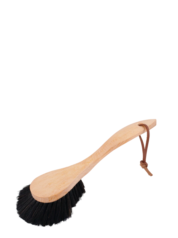 Wooden dish brush with extra large brush head, black horsehair bristle (27cm)