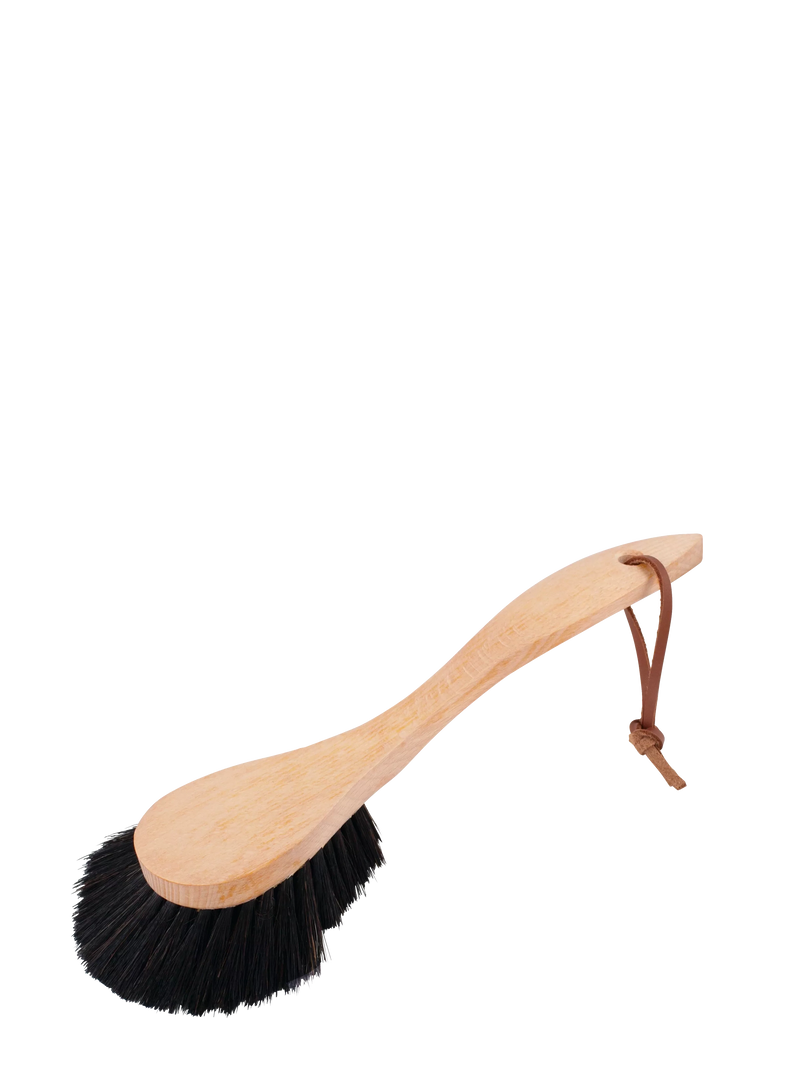 Wooden dish brush with extra large brush head, black horsehair bristle (27cm)